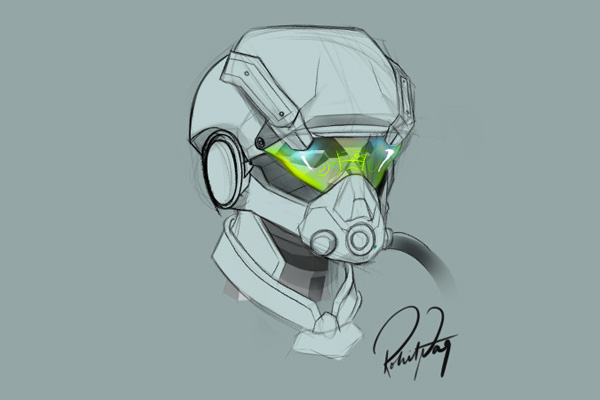 Helmet concept sketch.